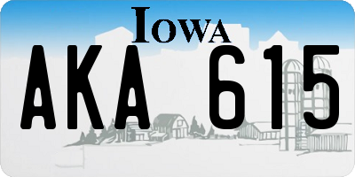 IA license plate AKA615