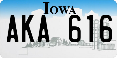 IA license plate AKA616