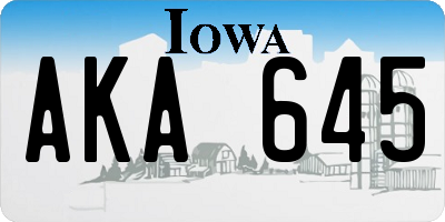 IA license plate AKA645