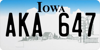 IA license plate AKA647