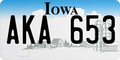IA license plate AKA653