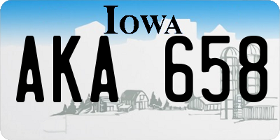 IA license plate AKA658