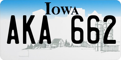 IA license plate AKA662