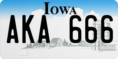IA license plate AKA666