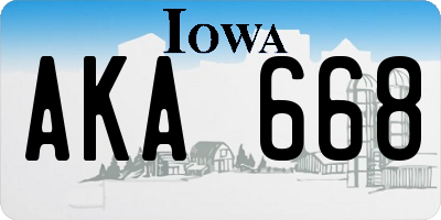 IA license plate AKA668