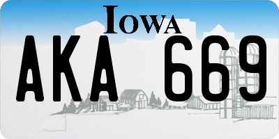 IA license plate AKA669