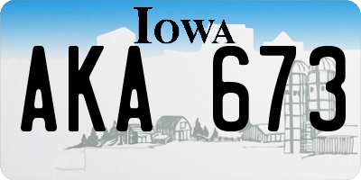 IA license plate AKA673