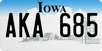 IA license plate AKA685