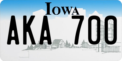 IA license plate AKA700