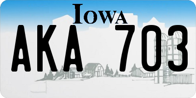 IA license plate AKA703
