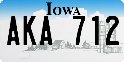 IA license plate AKA712