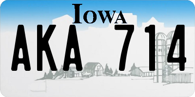 IA license plate AKA714