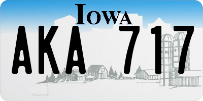 IA license plate AKA717