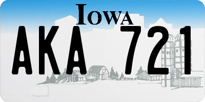 IA license plate AKA721