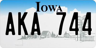 IA license plate AKA744