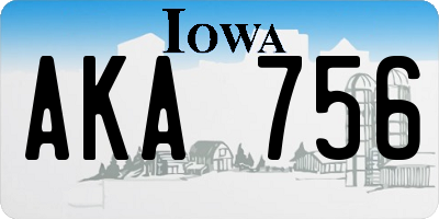 IA license plate AKA756