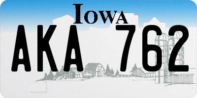 IA license plate AKA762