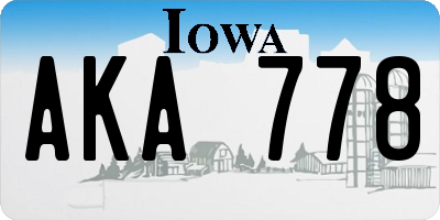 IA license plate AKA778