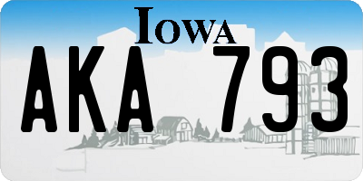 IA license plate AKA793