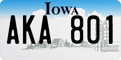 IA license plate AKA801