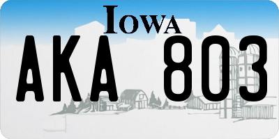 IA license plate AKA803