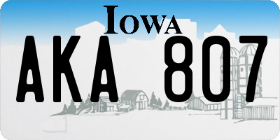IA license plate AKA807