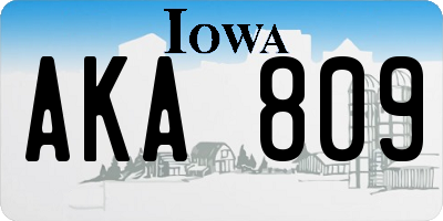 IA license plate AKA809