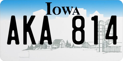 IA license plate AKA814