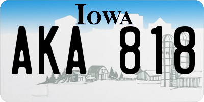 IA license plate AKA818