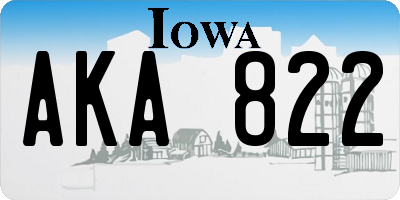 IA license plate AKA822