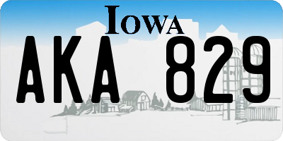 IA license plate AKA829