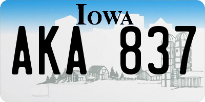 IA license plate AKA837