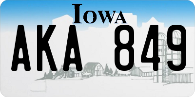 IA license plate AKA849