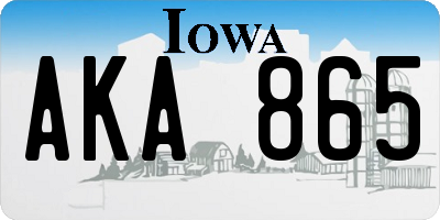 IA license plate AKA865