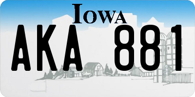 IA license plate AKA881
