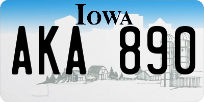 IA license plate AKA890