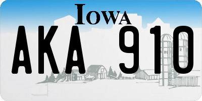 IA license plate AKA910