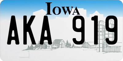 IA license plate AKA919