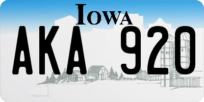 IA license plate AKA920