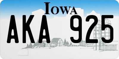IA license plate AKA925