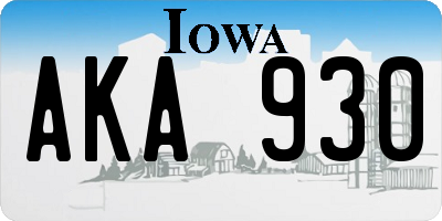 IA license plate AKA930