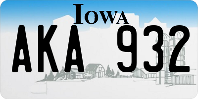 IA license plate AKA932