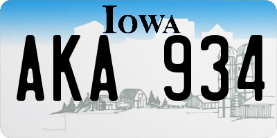 IA license plate AKA934