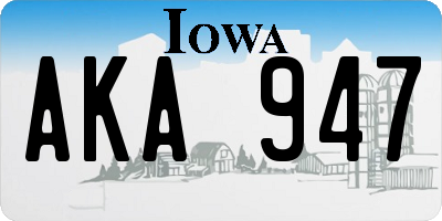 IA license plate AKA947