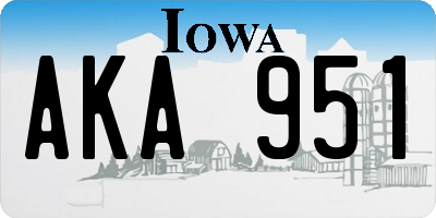IA license plate AKA951
