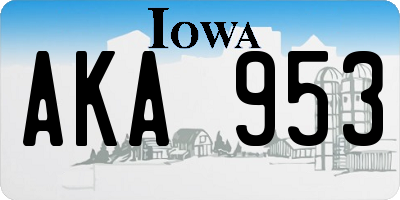 IA license plate AKA953