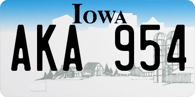 IA license plate AKA954