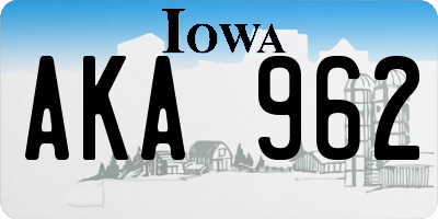 IA license plate AKA962