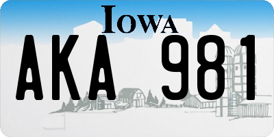 IA license plate AKA981