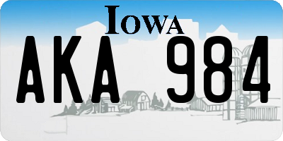 IA license plate AKA984